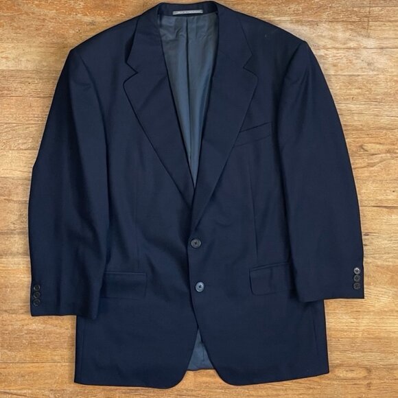 Vintage Mens Ermenegildo Zegna Blazer Size 40S Navy Blue Worsted Wool Sport Coat - Picture 1 of 6
